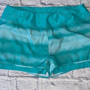 MPG Green Tie Dye Two Layer Compression Athletic Athleisure Workout Shorts